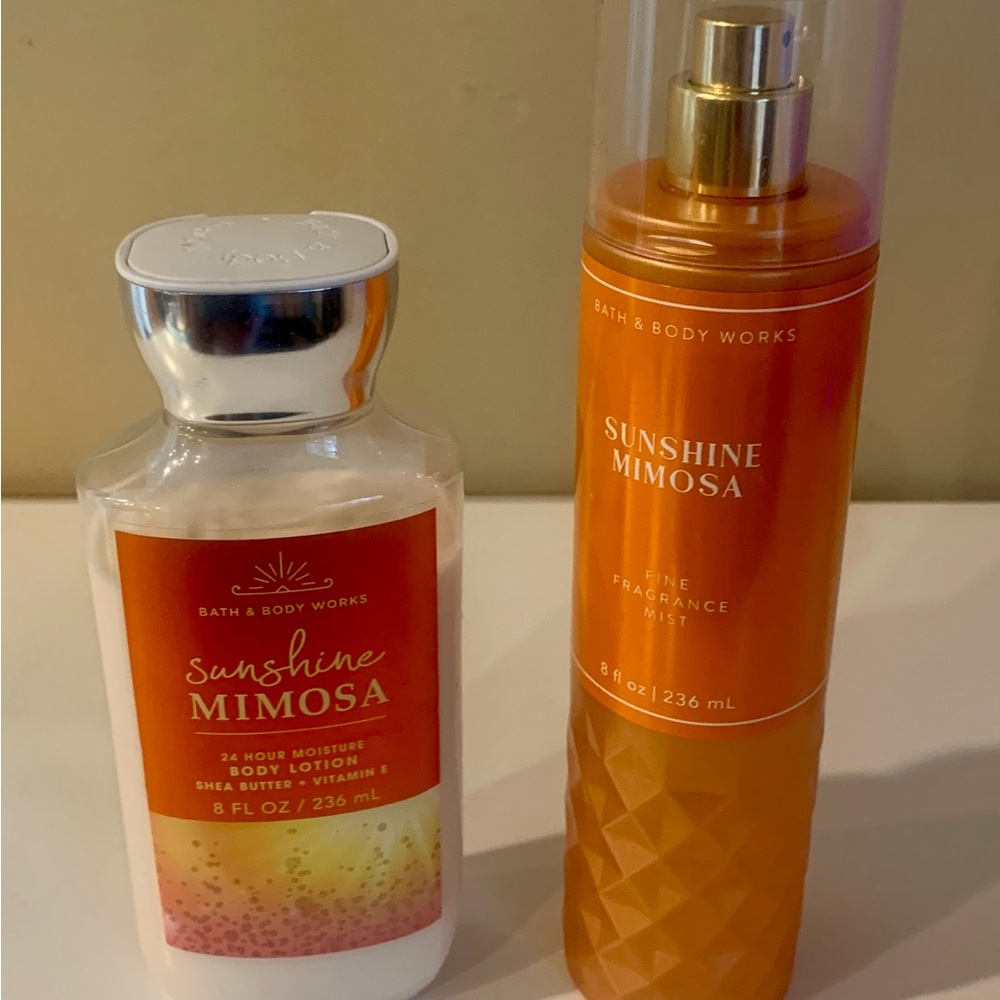 Bath and body Works Mimosa Scent Spray and Body Lotion